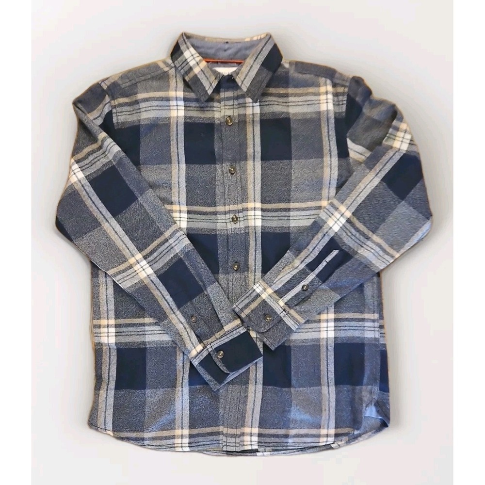 Hudson & Barrow Mountain Flannel Long Sleeve Shirt Button Up Men's Medium Blue